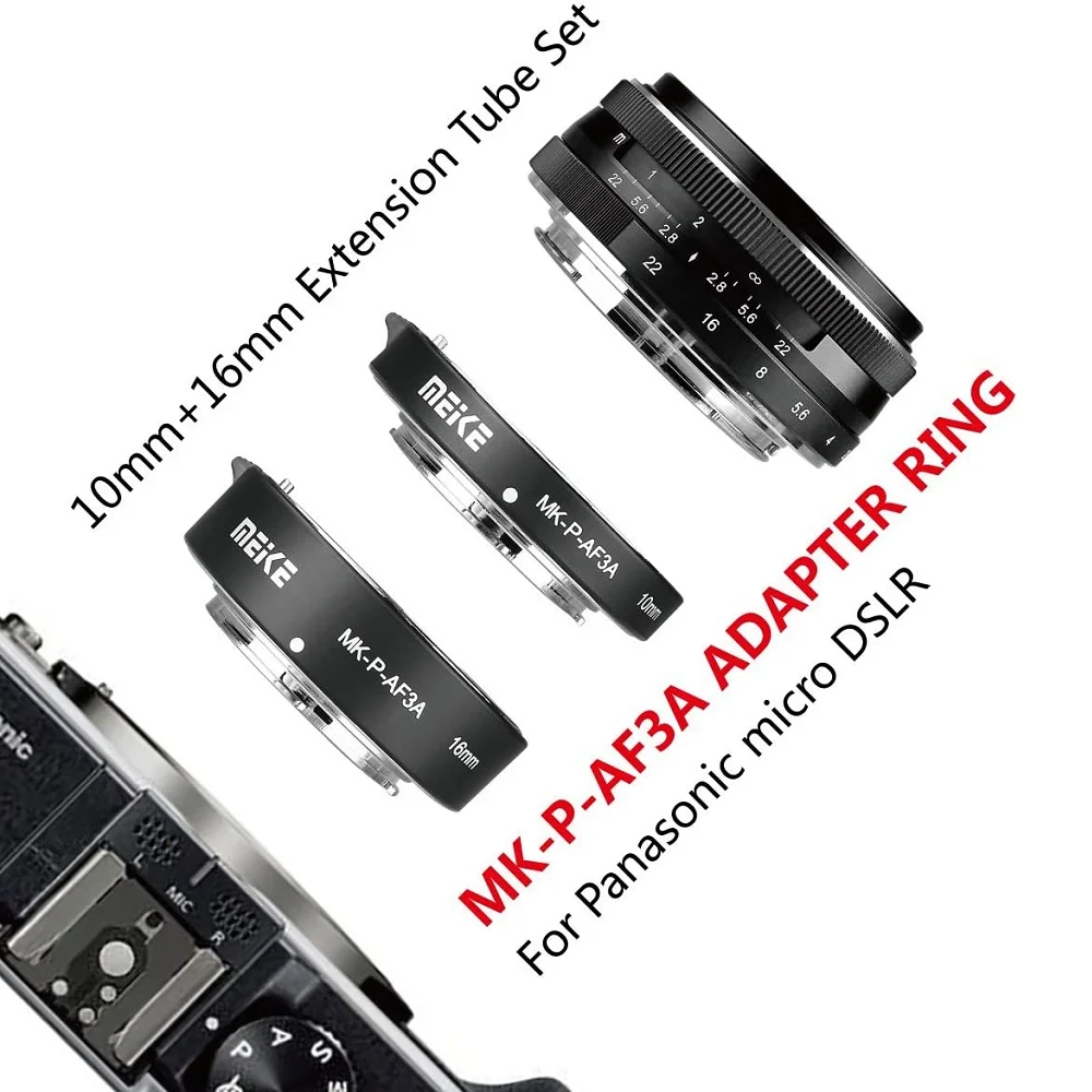 Meike MK-P-AF3A التركيز التلقائي ماكرو تمديد أنبوب لأوليمبوس باناسونيك M4/3 جبل G7 GX8 GX9 GH4 GH5 GH6 EM1 EM5 E-M10II E-M10III