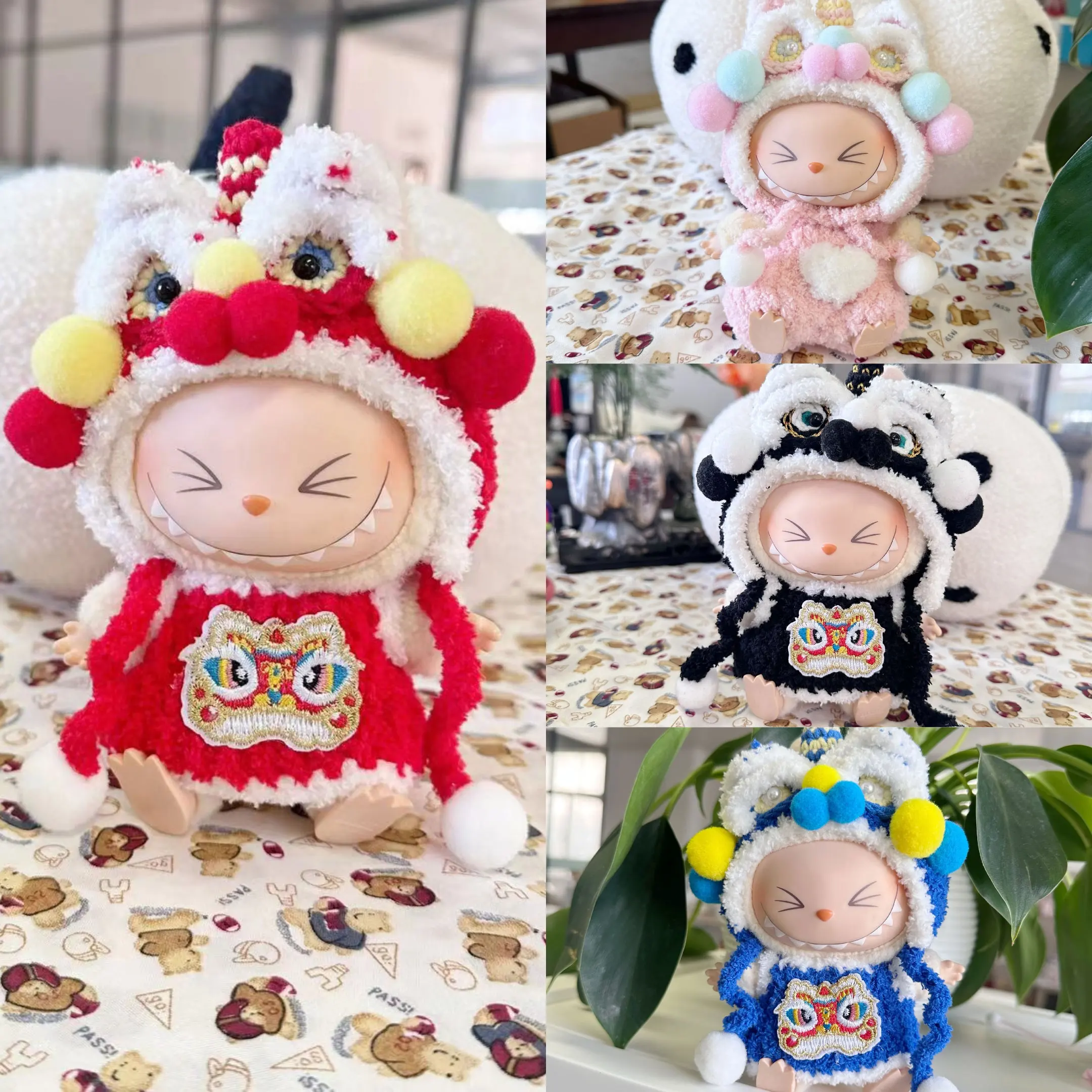 【Only clothes】 Labubu New Year Clothes Festive pure Handmade Awakened Lion Dance Suit Labubu Accessories V1 V2