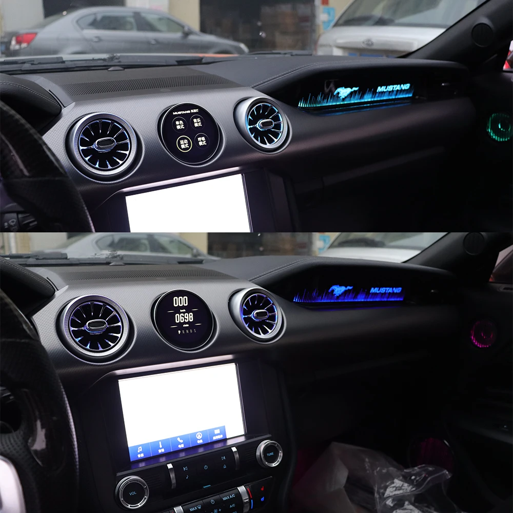 

Для Ford mustang LCD Mini Instrument + передний пассажирский окружающий светильник + вихревой Tuyere светильник автомобильные декоративные аксессуары