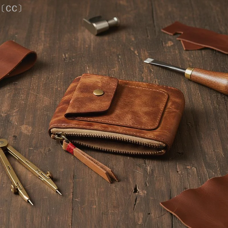 〔CC〕Men's Wallet Genuine Leather Cowhide with Credit Card Holder and Earbuds Pouch for Travel Essentials〔88〕