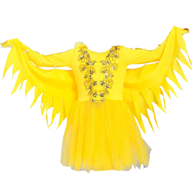 Children lark animal costumes girl dove bird small lotus elegant wings peacock dance performance costumes dance costumes