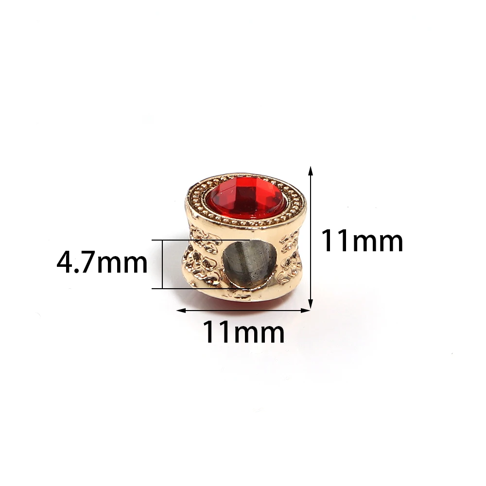 10 Stück Bunte Strass-Perlen mit Großloch, Gold-Silber Vintage-Legierung, Tschechische Kristallperlen für DIY-Armbänder und Schmuckherstellung – Detail 5
