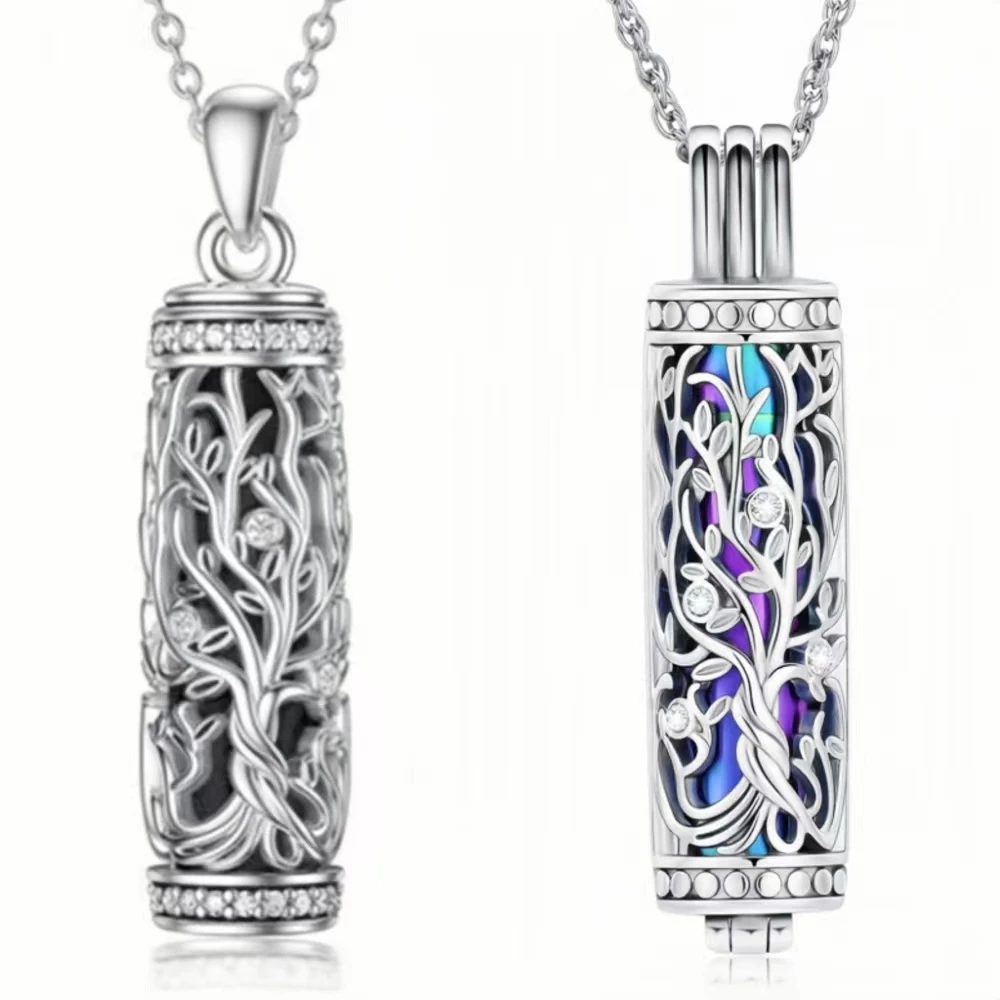 1PC Cremation Jewelry Cylinder Urn Necklace For Ashes For Women Men Keepsake Memorial Human Pet Ashes Holder