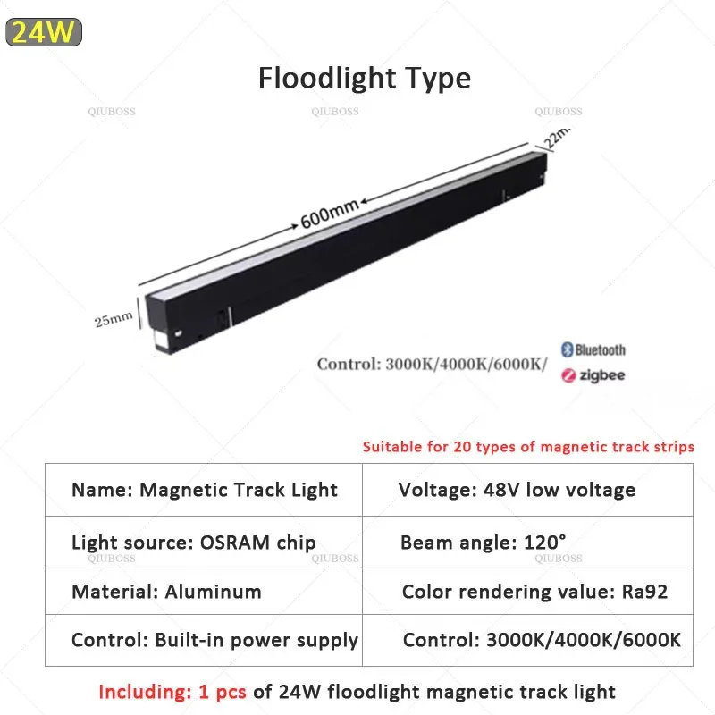2.0 type Smart Magnetisch Track Light Tuya Zigbee 3.0 DC48V LED Downlight Spot Flood Grille Lampen Modern Home Woonkamer Zwart ﻿ - afbeelding 1