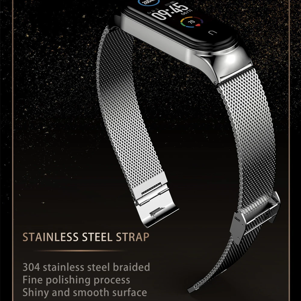 Stainless Steel Sports Strap For Xiaomi Mi Band 6 5 4 Smartwatch Bracelet Smart band Rose Gold For MIBand5 mi5 MI band5 Metal