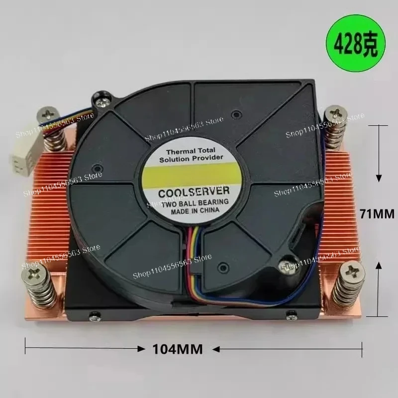 1U Server CPU Cooler for LGA 2011 and Thin AM4 Socket, All Copper Side Blow Turbo Fan for High Performance Cooling