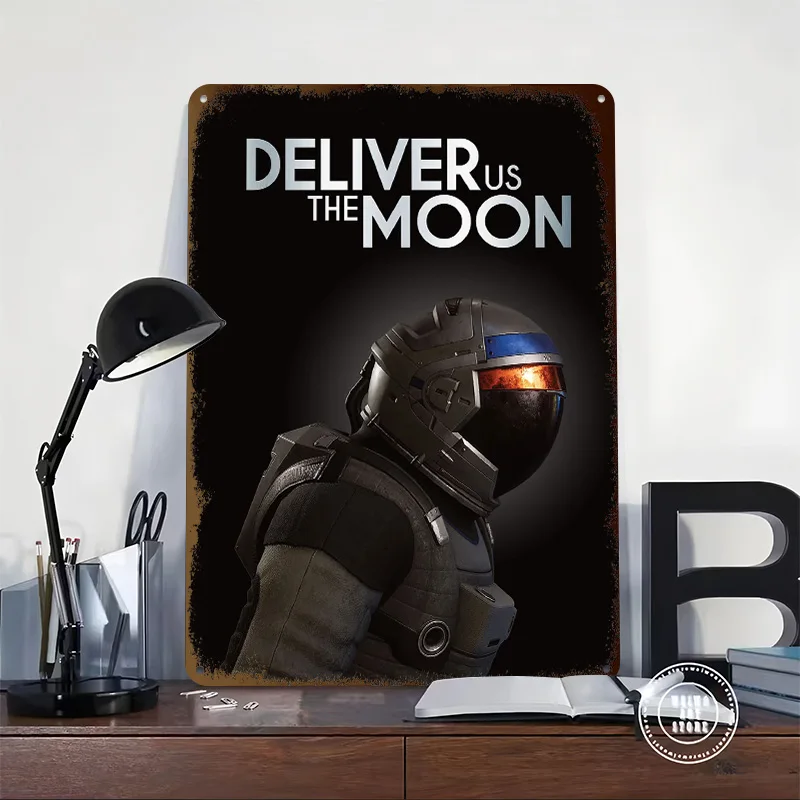 Deliver Us The Moon PS5 Tinplate Posters Customizable Wall Art Retro Vintage Metal Signs for Home Room Mancave Decoration Gaming