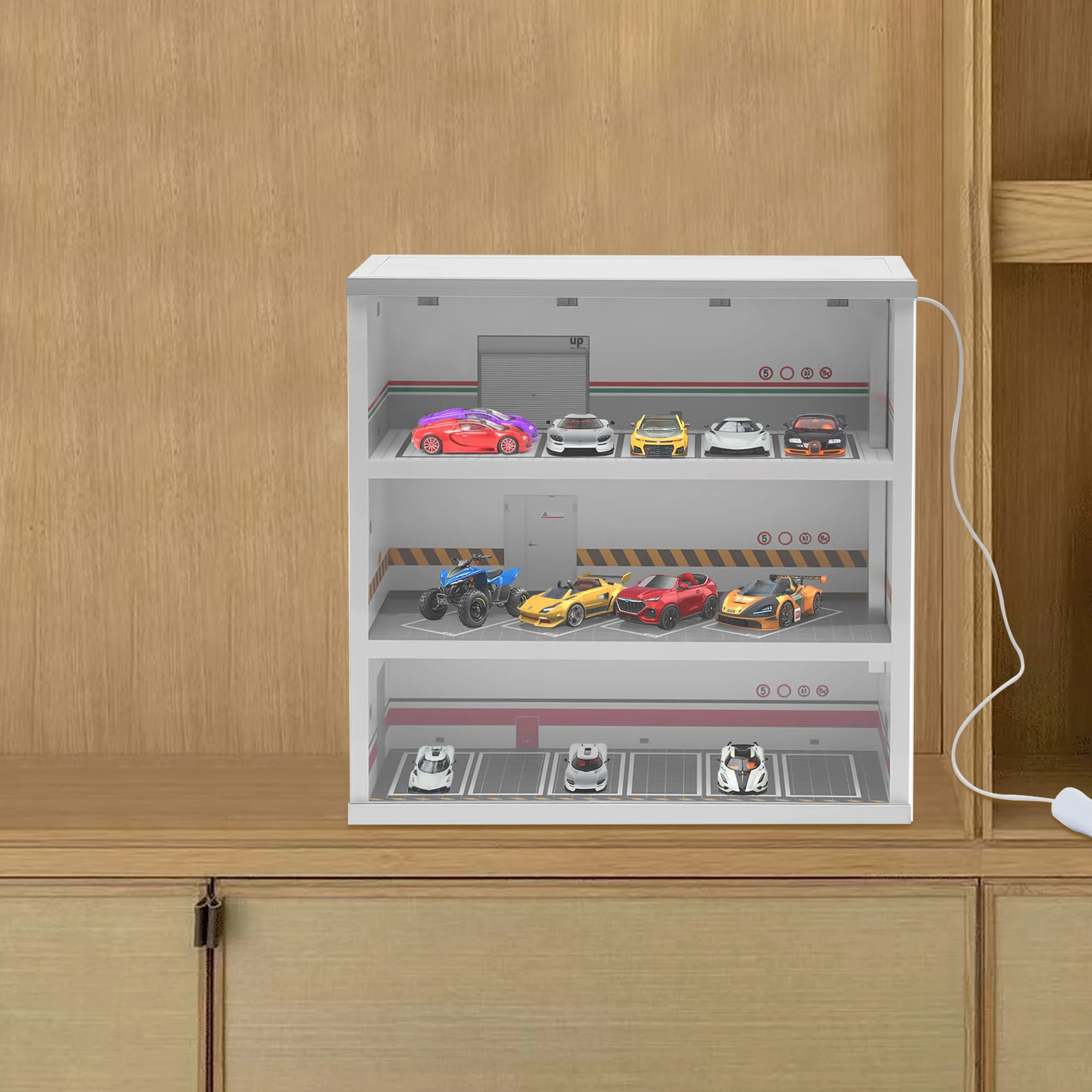 

3 Tier LED Light Display Model Display Cabinet with USB Port&Cable for Counter Displays, Craft Fairs, Exhibitions, Homes