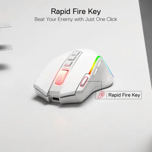 Imagen 2 del producto Redragon M612 PRO RGB 8000 DPI Con cable/inalámbrico 9 botones programables 6 modos retroiluminados Ratón para juegos, blanco