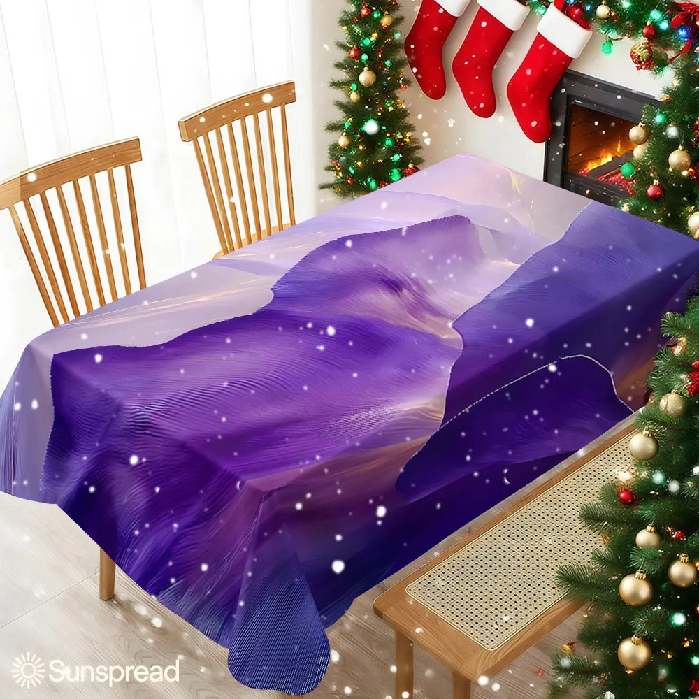 Purple Silk Petals Waterproof table cloth, splash-proof tablecloth, for party, Halloween, Christmas, dining, camping