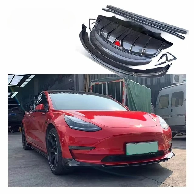 

For Tesla Model 3 Upgrade CMST Style Carbon Body Kit Carbon Fiber Model 3 Front Lip Rear Diffuser Side Skirt Body Kit