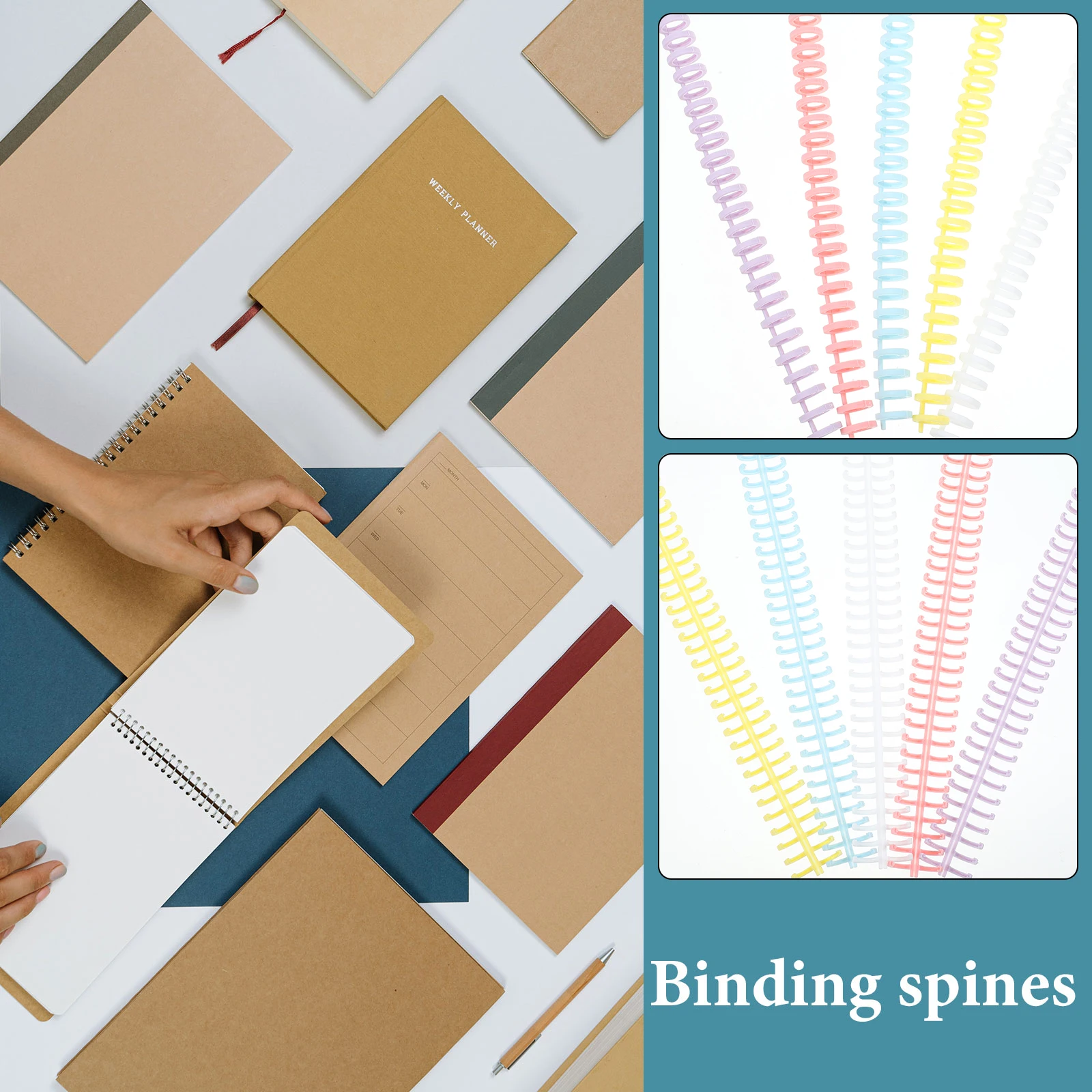 

10pcs A4 Spiral Binding Coils 30 Hole Plastic Loose Leaf Binder Rings Pink Purple Blue Yellow White Each 2 Pieces