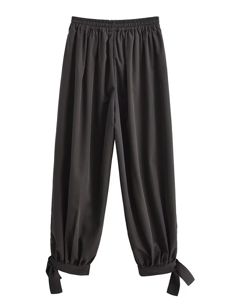 Pantalones nuevos de otoño para mujer, moda femenina 2025, pantalones de pierna ancha de cintura alta de Color sólido, pantalones de ocio de calle alta para mujer ﻿