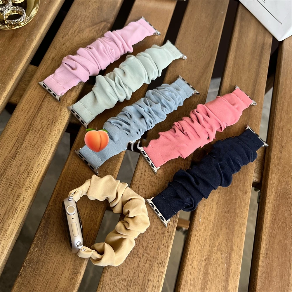 Apple için sevimli elastik scrunapple şeker renk kayış izle 44mm 40 45 41 49 42 38 Lady bilezik için Ultra serisi 9 8 SE 7 6 5 4 3