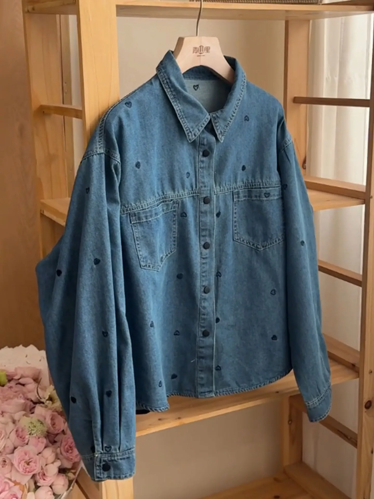 

Retro Blue Denim Jaet Women's Loose Collar Versatile Slimming Top Spring 2026 Faionable ort Outerwear Casual Sle