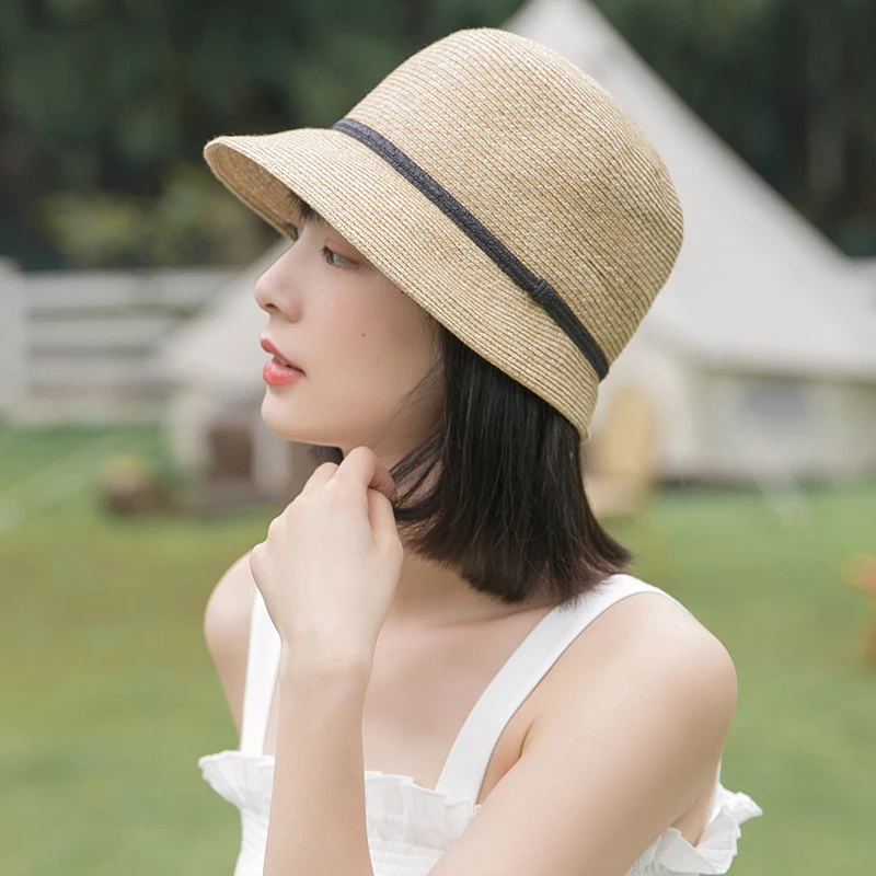 New Natural Panama Soft Straw Hat Women\'s Summer Japanese Fresh Small Brim Short-brimmed FishermanHat Beach UV Protection Fedora