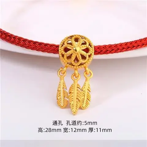 Shajin gelang aksesori kecil kalung Aksesori DIY manik-manik keberuntungan Dreamcatcher Ruyi tas keberuntungan metode kuno berlapis emas