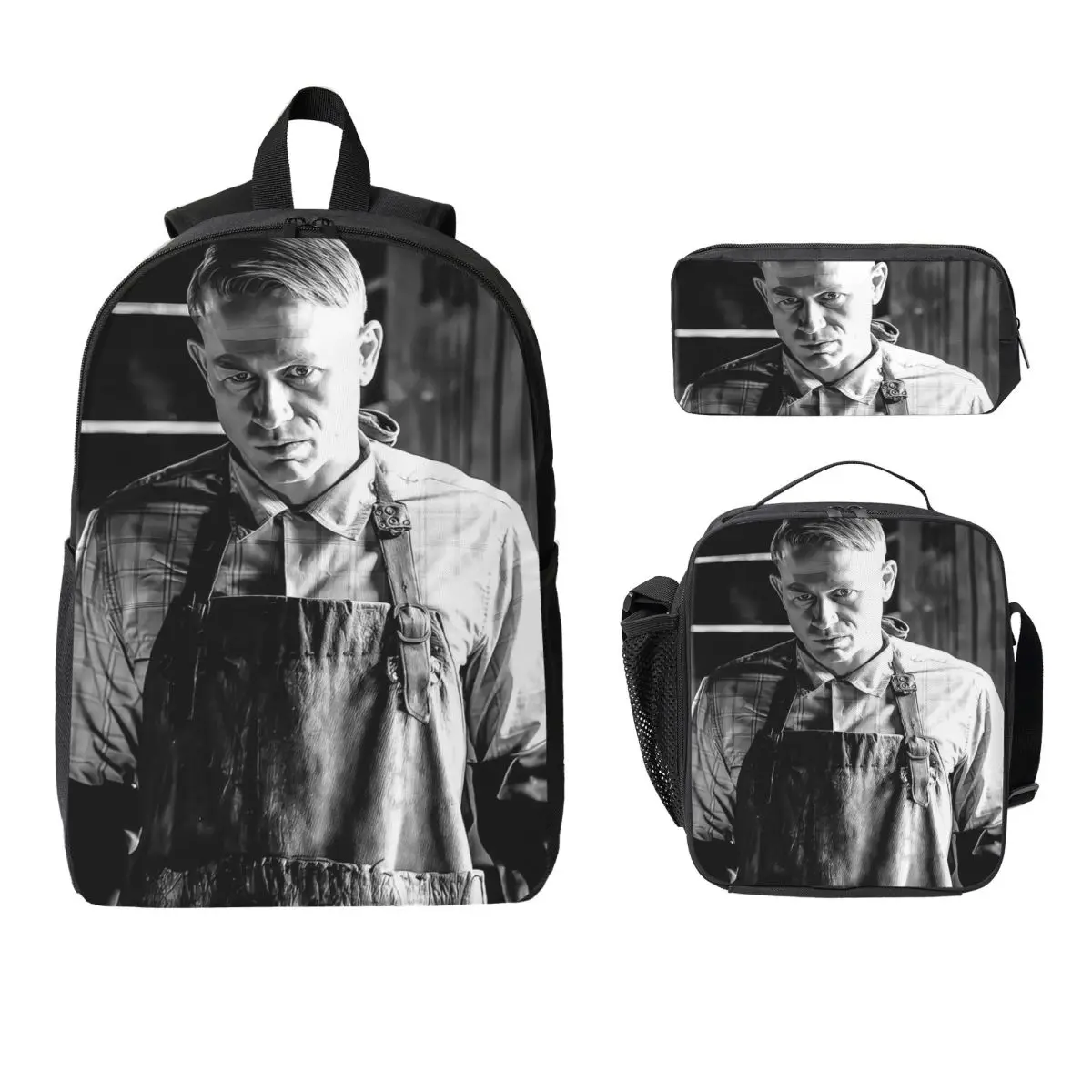 

Charlie Hunnam Ed Gein Backpack Boys Girls BookBag School Bag Laptop Shoulder Bags 3ps Insulated Lunch Bag Pencil Case