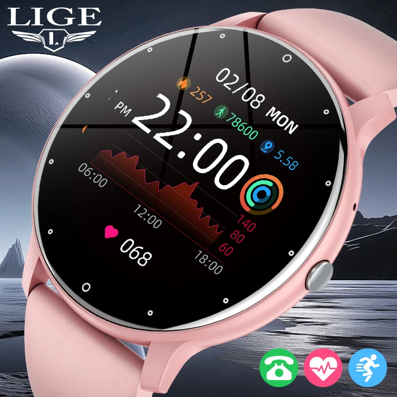 

LIGE Women's Smart Watch Heart Rate Monitoring Men Sport Fitness Watches Ladies Waterproof Bluetooth Smartwatch For Android iOS