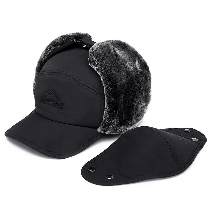 Chapéu quente masculino de pele sintética bombardeiro engrossar chapéu de inverno boné de aba de orelha feminino macio gorros térmicos chapéus para pesca ao ar livre boné de esqui chapéus