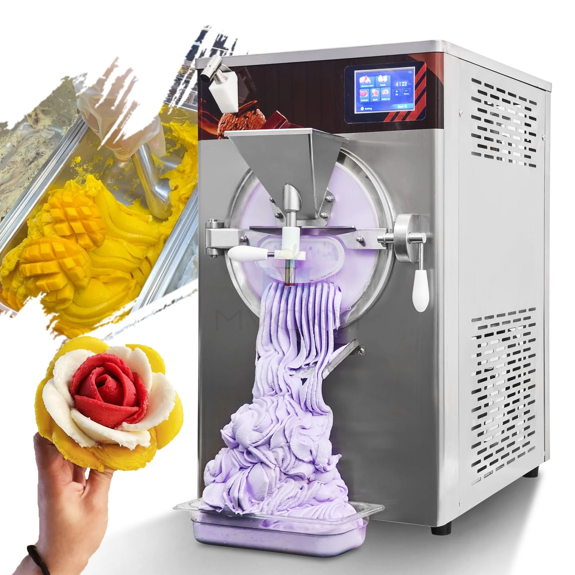 High Quality Patent 5 Program Horizontal Italian Batch Freezer Commercial Gelato Hard Ice Cream Maker Machine for Restaurant