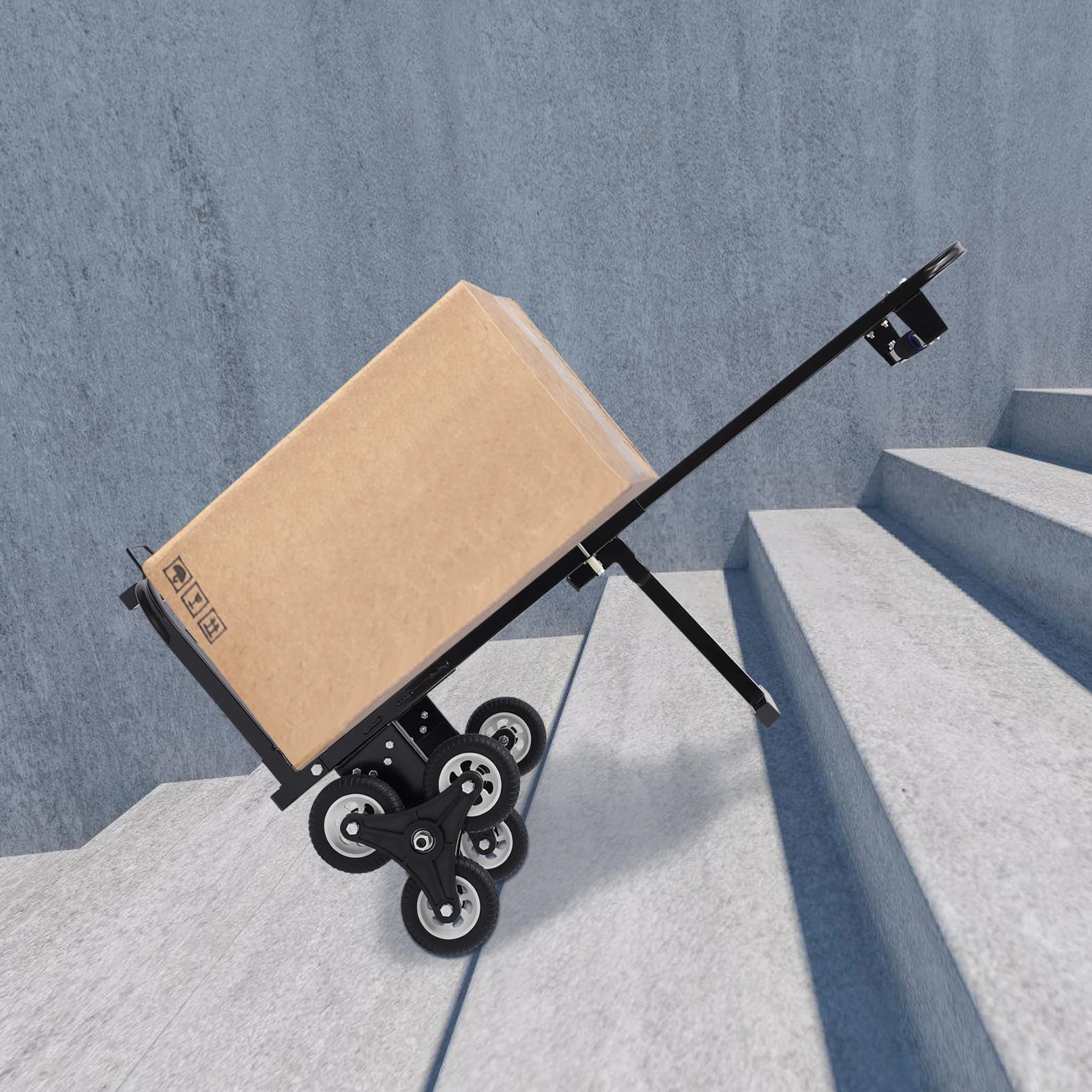 Foldable Stair Climbing Cart – Durable Steel Frame with Adjustable Height and Secure Binding for Easy Transport