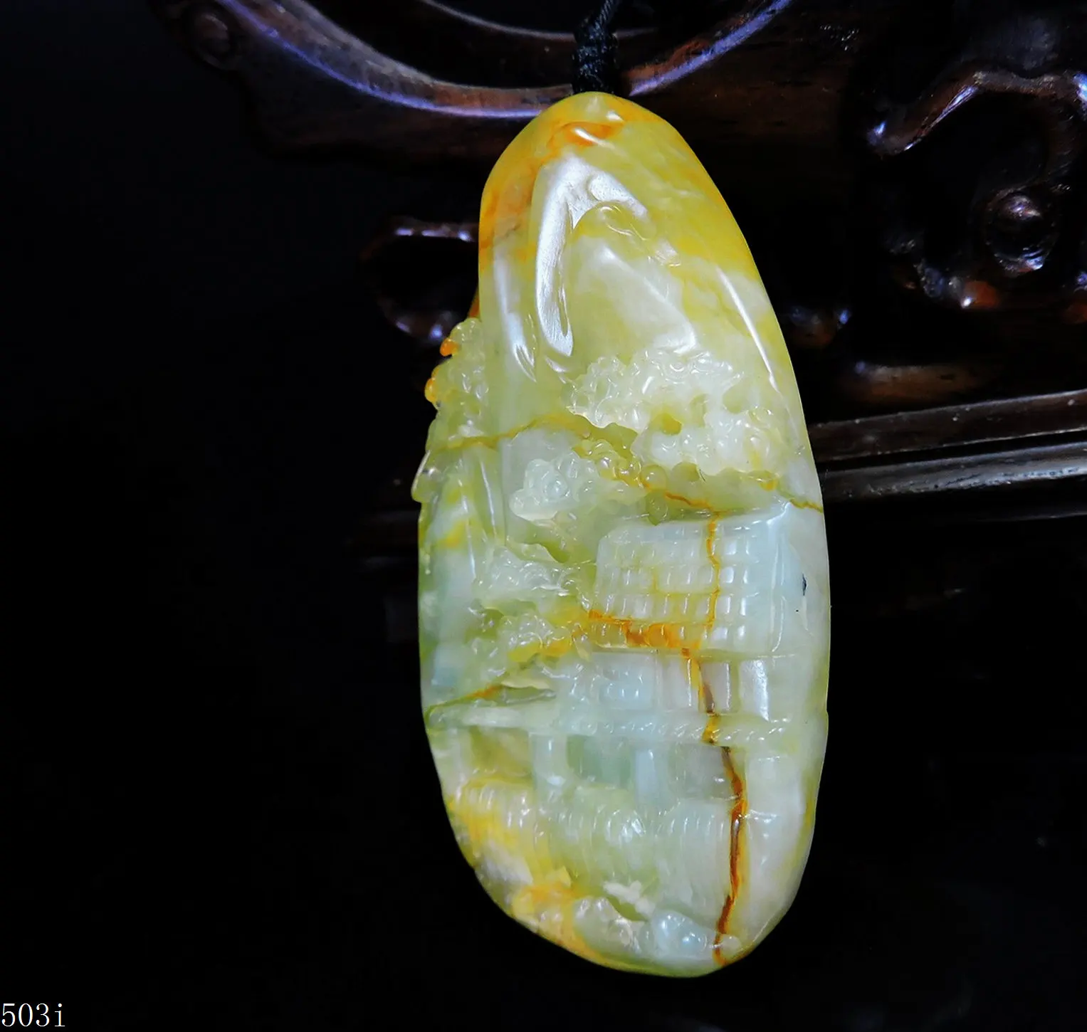 Jade Jewelry Natural Jade Pendant Necklace Hand-Carved landscape Jadeite Necklace Pendant Gift No Treatment 503i