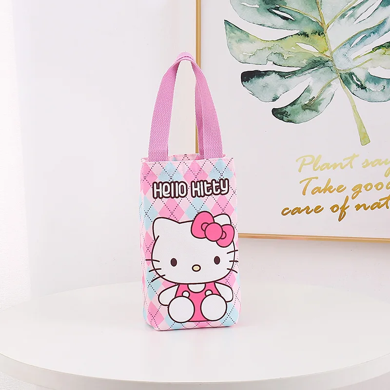 Simpatico cartone animato Sanrioed Canvas Water Cup Set Kawaii MyMelody Kuromi Cinnamoroll Messenger spalla portatile doppia borsa per bottiglia