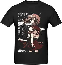 Camiseta de Anime Higurashi para hombre, camisa de manga corta personalizada de algodón, informal, a la moda, color negro