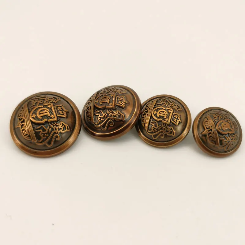 Bronzefarbene geschnitzte Metallknöpfe, Windjacke, Jacke, Anzug, Nähzubehör, Nähknöpfe, Großhandel, DIY, Handwerk, handgefertigt, 6 Stück – Detail 1