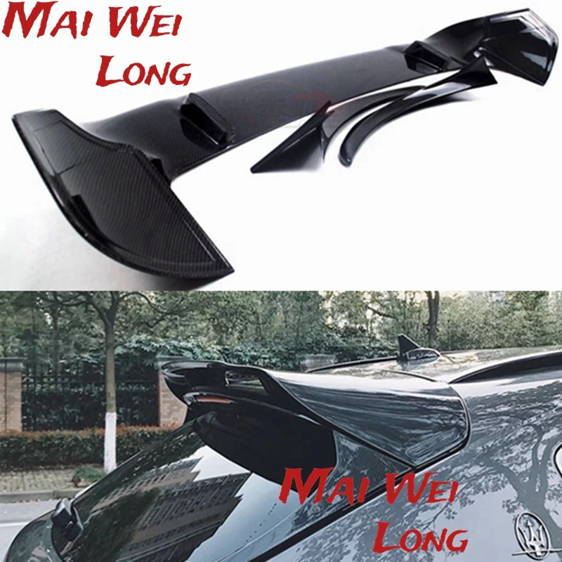 Car-styling For Maserati Levante Carbon Fiber Man Style Carbon Fiber Rear Spoiler 3pcs Glossy Fibre Trunk Wing Body Kit Trim