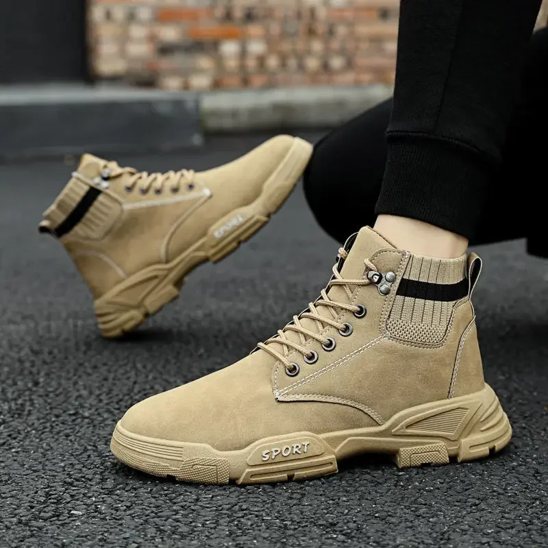 Autumn New High Top Work Shoes for Men Platform Ankle Boots Fashion Quality  Boots Outdoor Booties Zapatos De Hombre