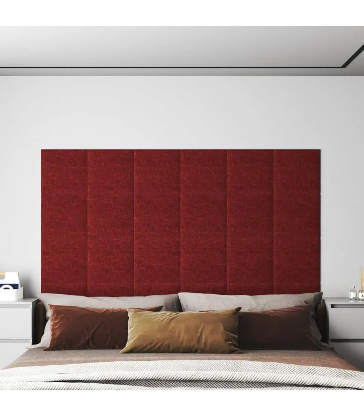 Wall covering wall panels 12 Pcts red red fabric 30x30 cm 1,08 m²