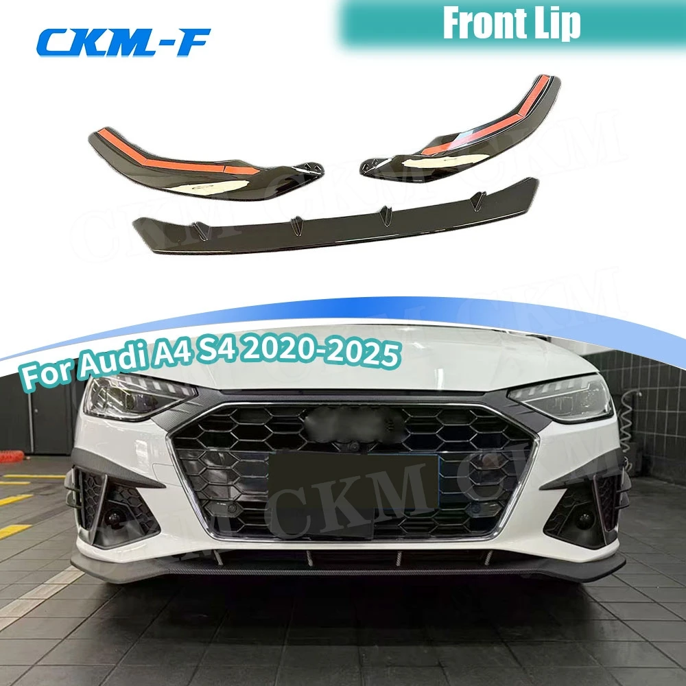 

for Audi A4 S4 2020-2025 ABS Gloss Black Car Front Lip Chin Spoiler Front Bumper Lip Spoiler FRP Body Kits Car parts