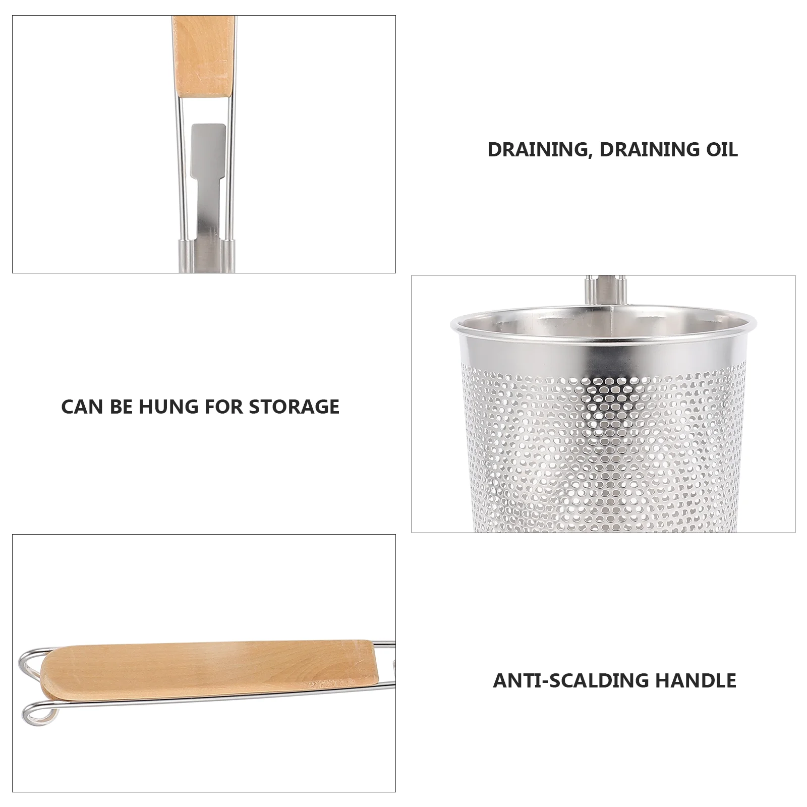 

Powder Fence Dumpling Noodle Strainer Frying Oil Ramen Noodles Automatic Sifter Stainless Steel with Handle