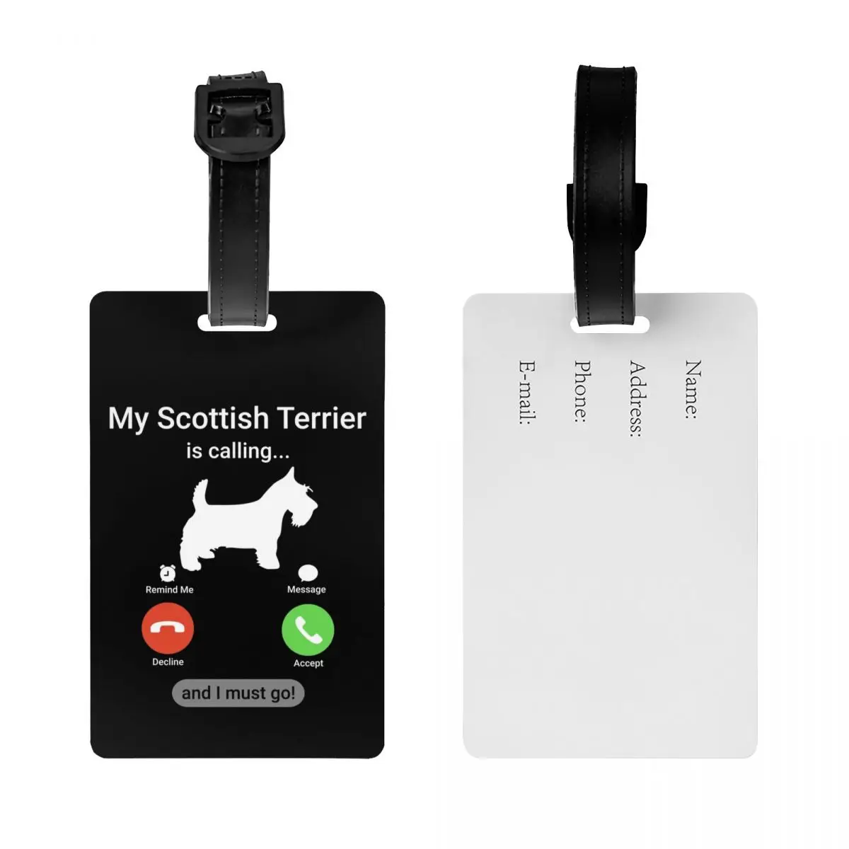 Custom My Scottish Terrier Is Calling Luggage Tags for Suitcases Cute Scottie Dog Baggage Tags Privacy Cover Name ID Card