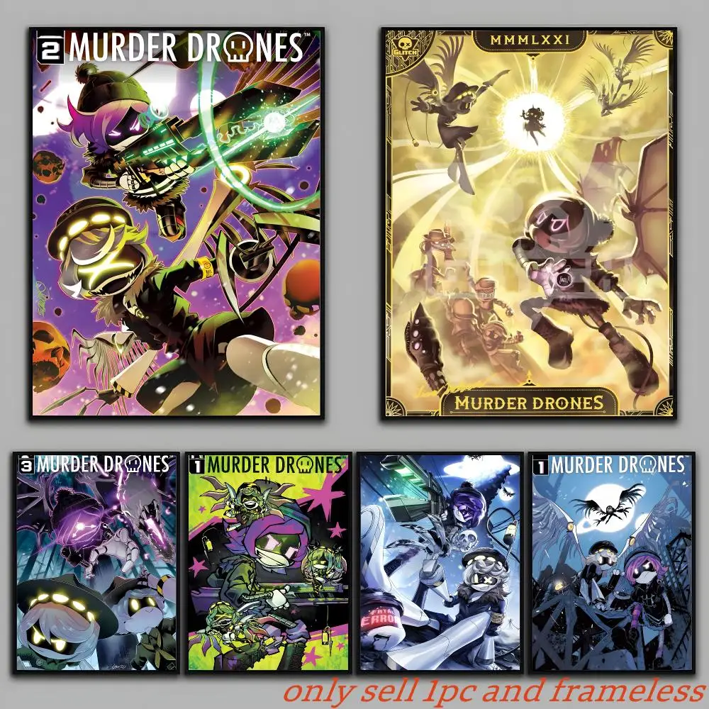 Murder Drones Anime Sci‑fi Dark Poster Painting Prints Wall Art Picture Film Room Home Bar Cafe Decor Home  Mural