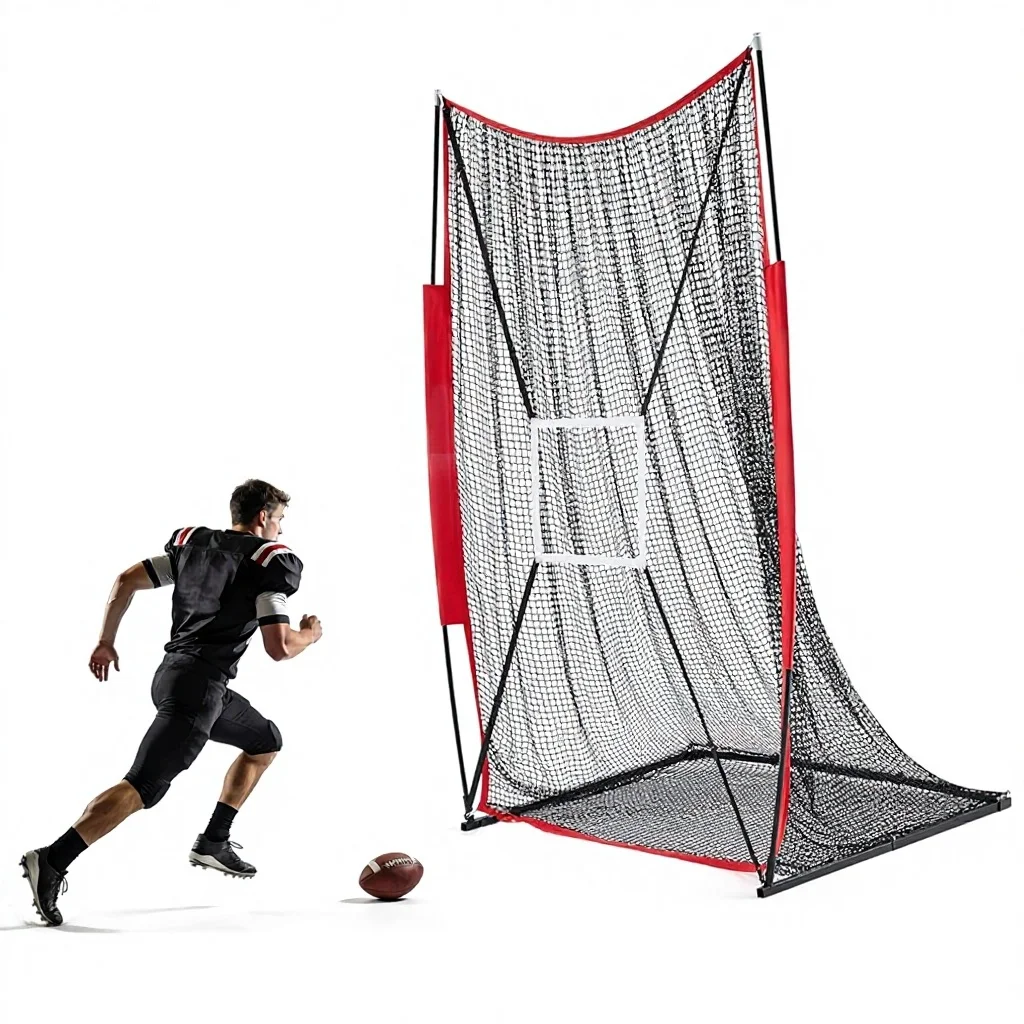 

Портативная складная тренировочная сетка для регби из железа и полиэстера для метания мячей, для использования в помещении и на улице, на все сезоны, способствует увеличению продаж