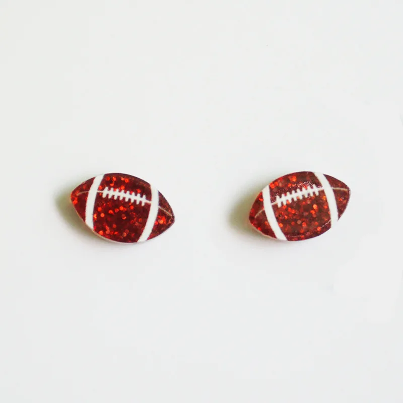 Game Day Jewelry Sparkly Glitter Team Color Inspired Stud Earrings Acrylic Basketball Football Volleyball Soccer Stud Earrings