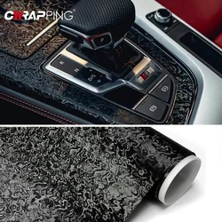 PET Carbon Fiber Car Stickers Black Vinyl Film Console Computer Laptop Skin Air-release Technology Wrap Decal Car Accessories