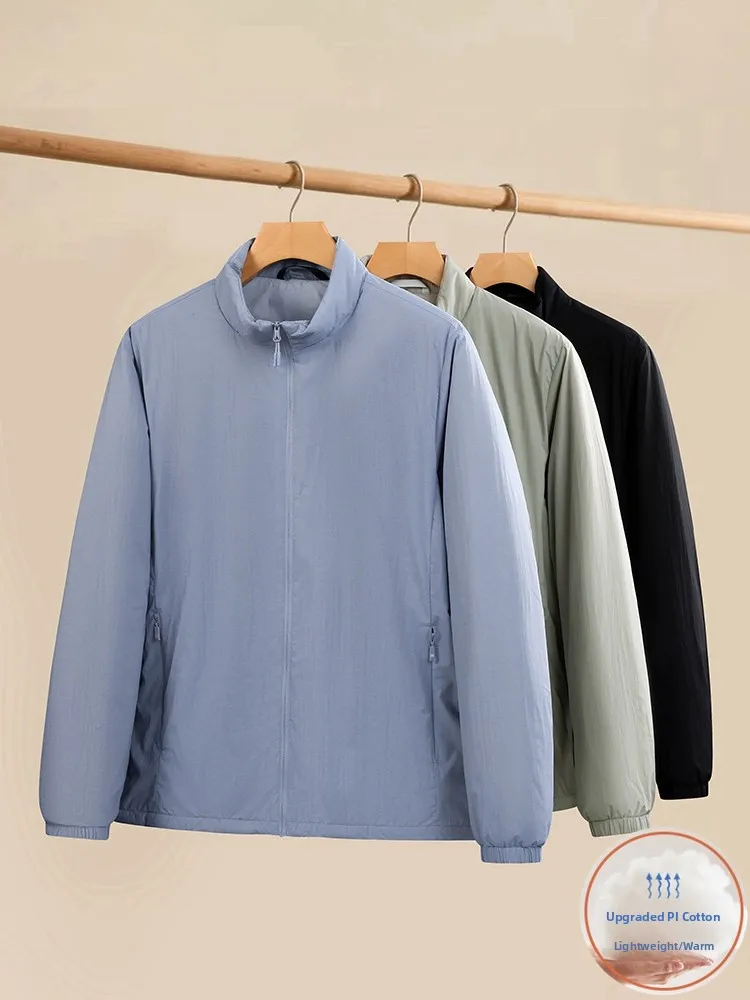 Lightweight High-Tech Cotton Jacket Men's Stand Collar Imide P Cotton Autumn Winter Large Size Casual Style Warmth Preservation