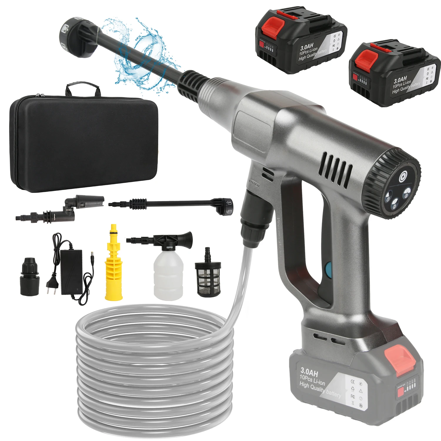 Pistolet de lavage haute pression pour voiture, machine de nettoyage pour sols et vitres, pistolet sans balais pour arrosage des fleurs, buses à angle réglable