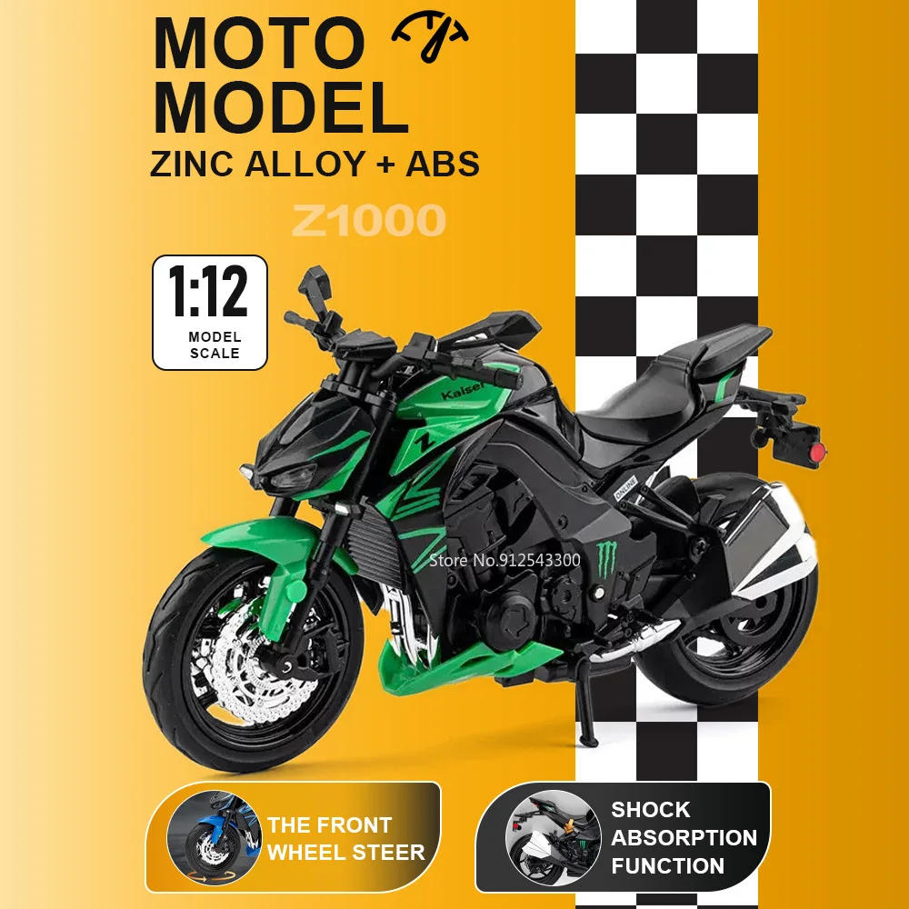 

1:12 Scale Z1000 400 Car Model Toy Alloy Diecast Shock Absorption Models Front Wheel Steer Motorcycle for Lovers Surprise Gift