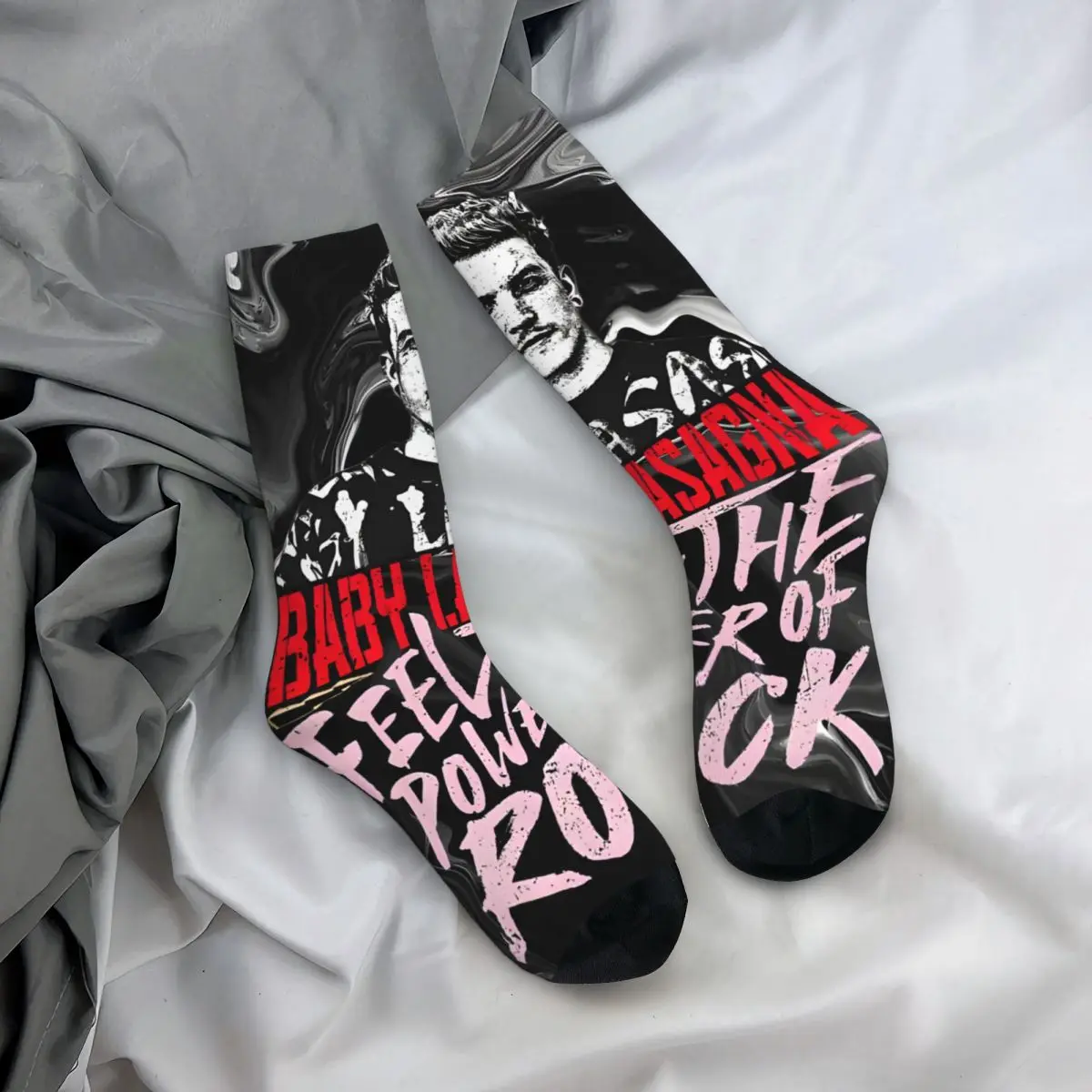 Calcetines de compresión con estampado de música Rock Retro para hombre, calcetín Unisex con estampado de Harajuku, lasaña de bebé, novedad