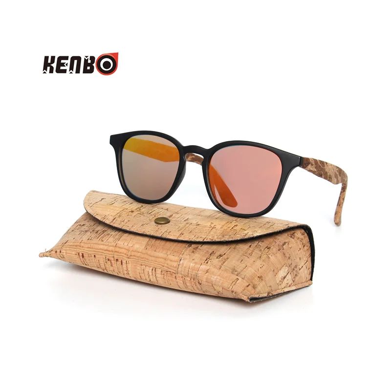 Kenbo-gafas de sol cuadradas de madera para hombre y mujer, lentes de sol polarizadas con espejo, UV400, con estuche, 2022