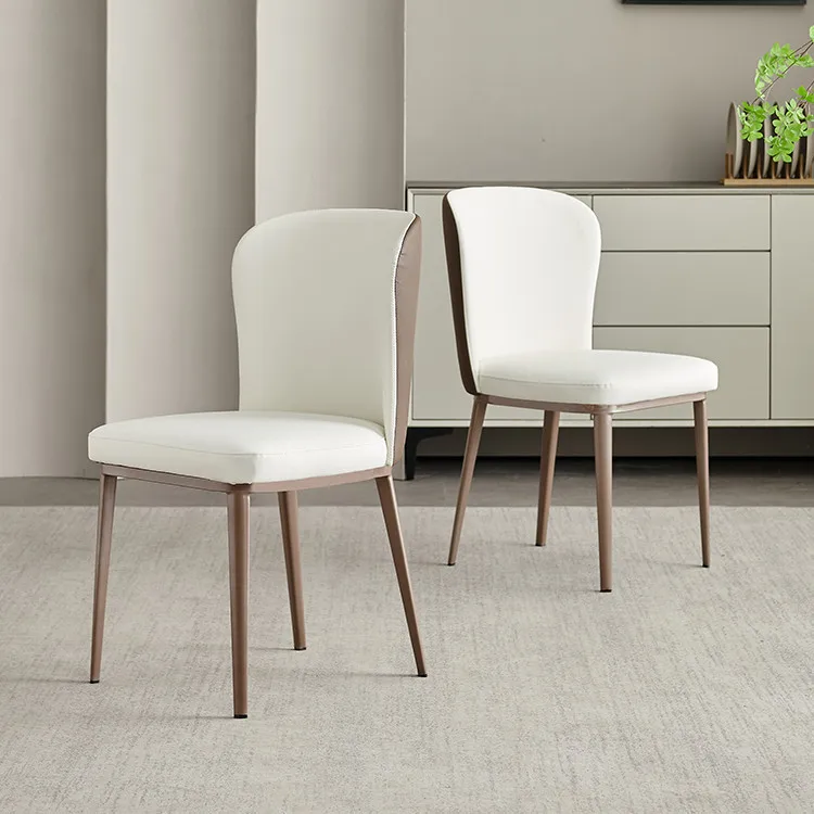 

Italian modern dining chair household stool backrest simple light luxury soft bag dining chair restaurant hotel metal chair