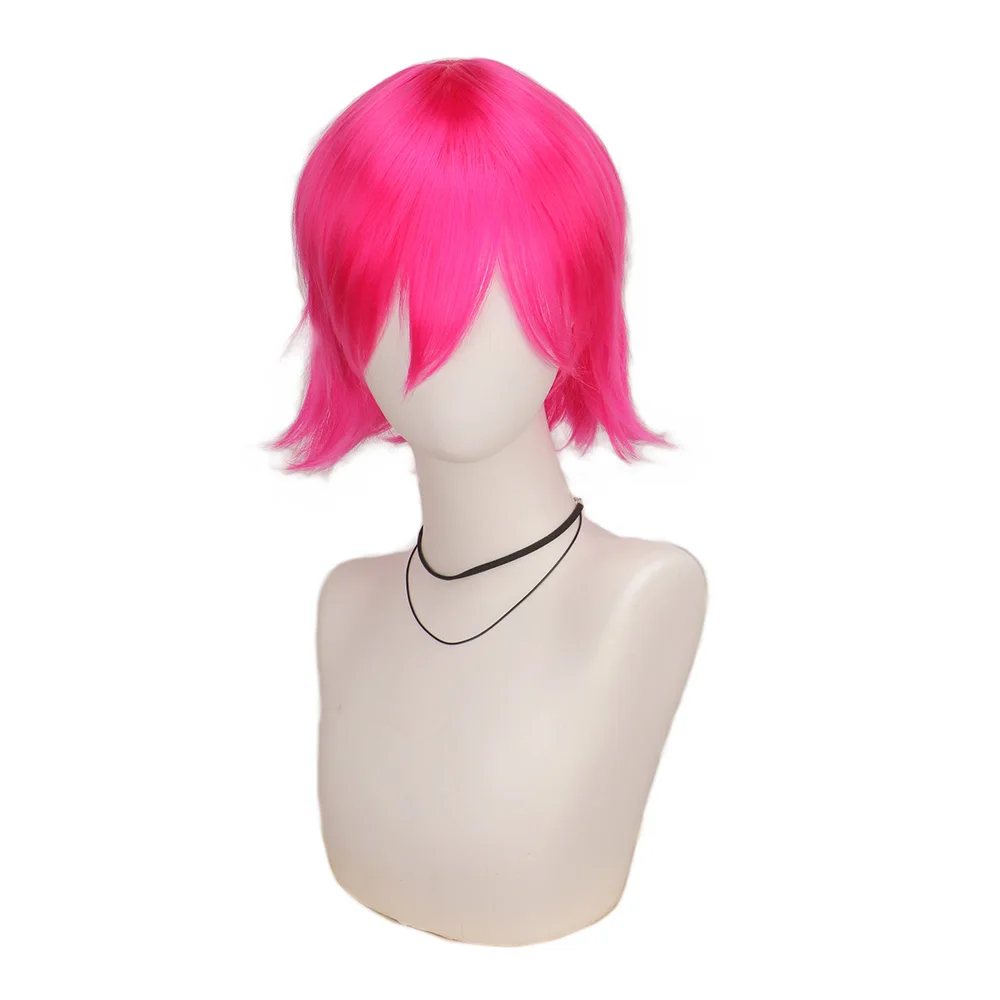 Peruca Cosplay Sintética Resistente Ao Calor, Anime Constrangimento, Curto Rosa Rosa, Dentro Out2, Festa a Traje