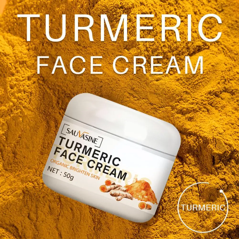 50g Turmeric Face Whitening Cream For Dark Skin Remove Acne Lighten Dark Spots Moisturizing Brightening Cream For Face Skin Q0i1