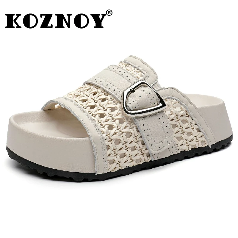 

Koznoy/женские туфли из овчины 5 см, лоферы Мэри Джейн, тапочки на танкетке, женские сандалии с открытым носком, летние
