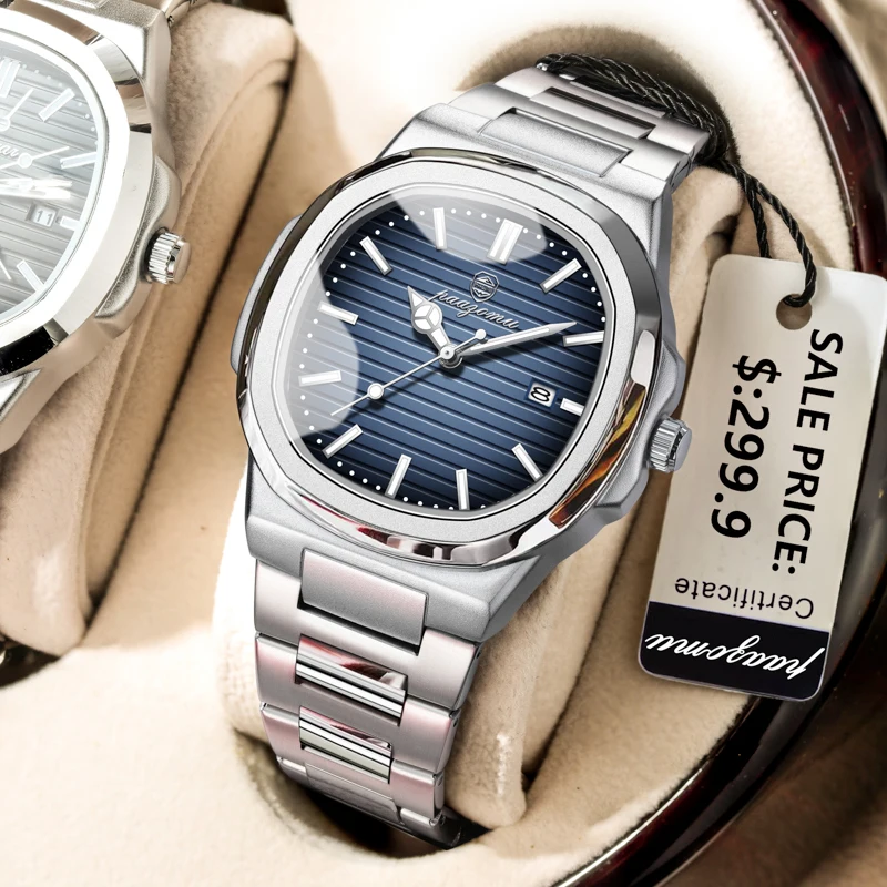 

POEDAGAR Luxury Men Quartz Watch Waterproof Date Week Luminous Wristwatch Stainless Steel Men's Watches Male Clock Sports Reloj